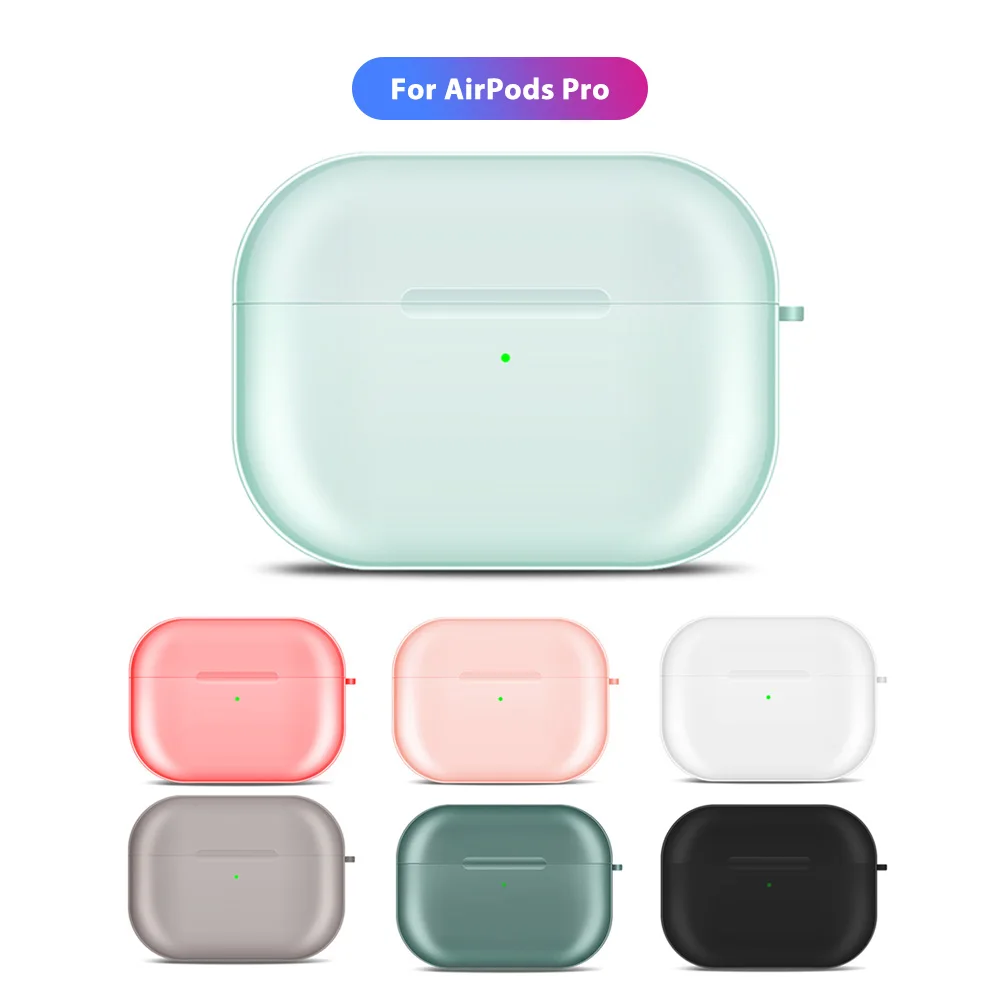Цветной чехол для Airpods Pro наушников с Bluetooth мягкий силиконовый прозрачный
