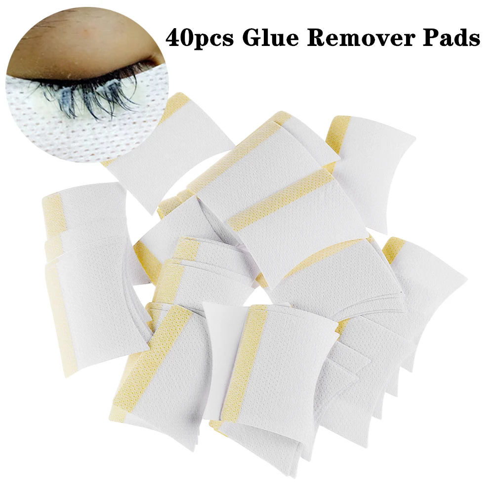 

2022 40Pcs Eyelash Extension Glue Remover Lint-Free Paper Cotton Pads Lashes Grafting Non-woven Glue Cleaning Wipes Makeup Tools