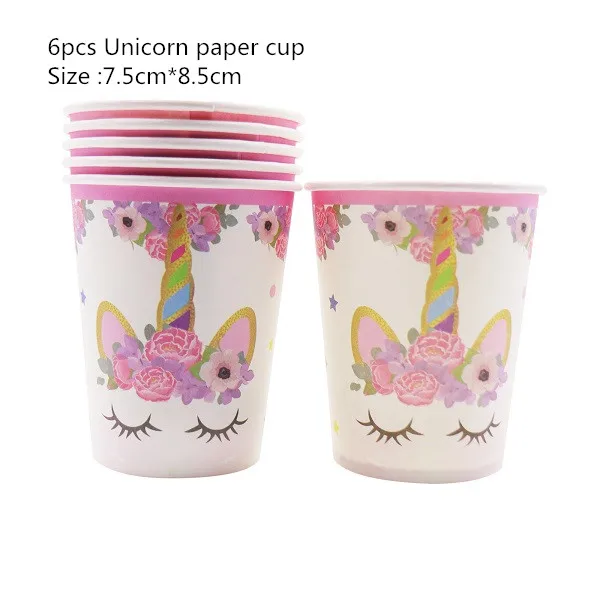 Paper cup Вечерние ободки с единорогом для девочек, ободок для волос с русалочкой, лента с единорогом, бант для волос, аксессуары для дня рождения, Детские вечерние украшения - Цвет: Paper cup