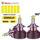 360 H11 H7 светодиодсветильник фара 25000LM D2S D2R H4 H8 H9 H1 9005 9006 комплекты Autolamp HB3 HB4 D4S D4R светильник лампа 80 Вт 6000K Turbo лампы 12 В