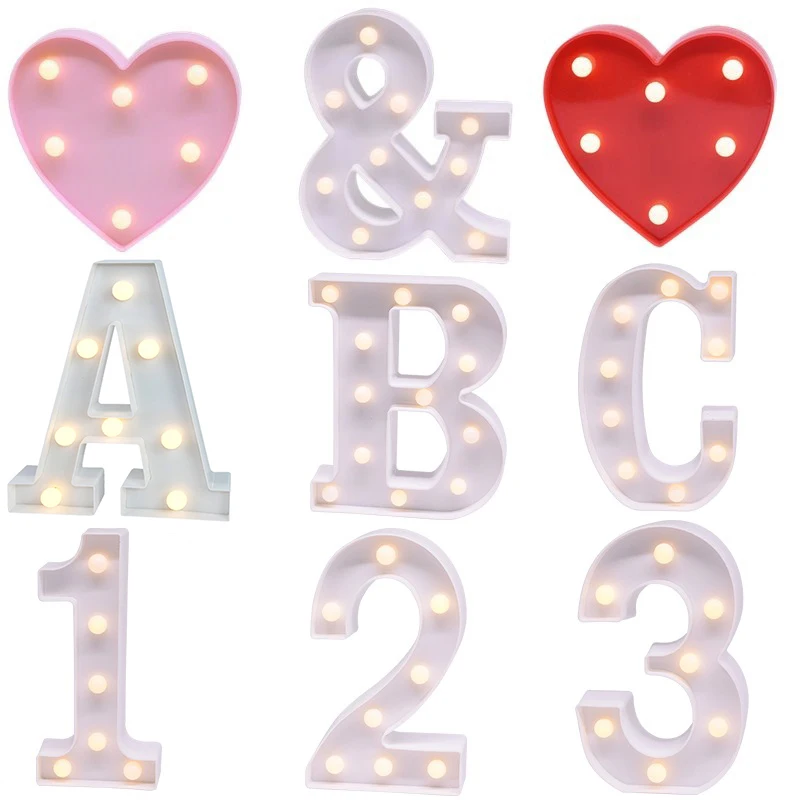 

3D LED Night Lamp 26 Letter 0-9 Digital Number Marquee Sign Alphabet Light Wall Lamp Indoor Decor Wedding Party LED Night Light