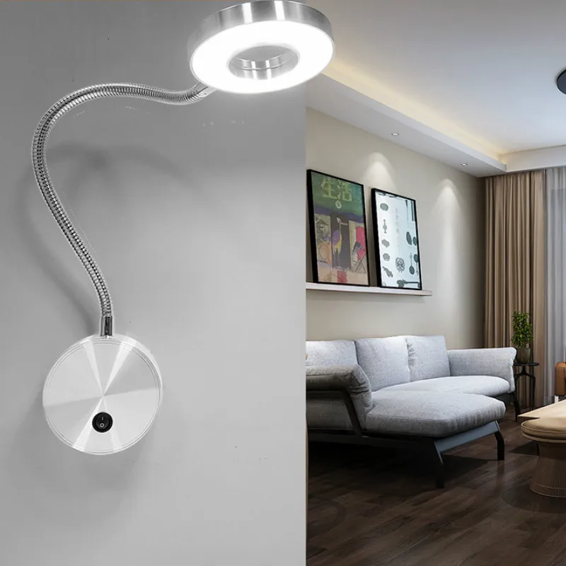 

LED-Hoses-Wall-Light Flexible bedroom with switch in LEDs Selfie Ring Light Indoor wall Lapms For Makeup Bedside Reading WF