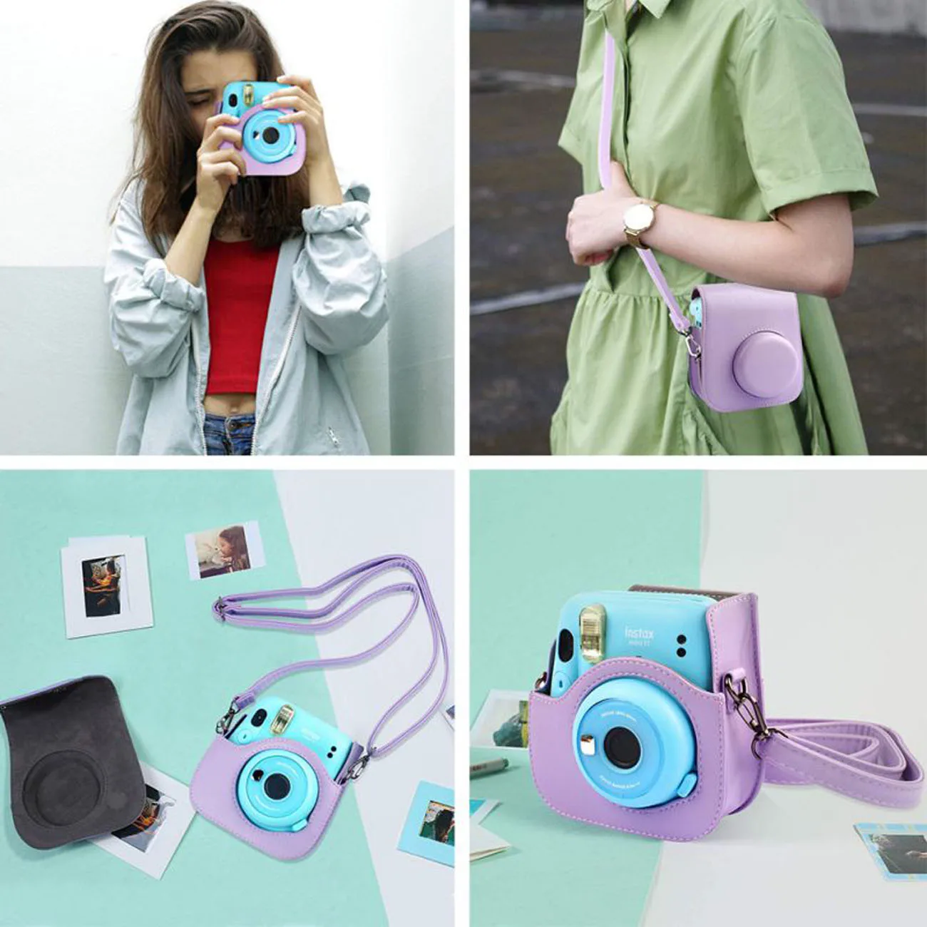 

Carry PU Leather Bag Case Cover with Shoulder Strap For Fujifilm Instax Mini 11 Instant Film Photo Camera Bag Cover