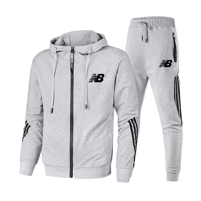 

2020 men's spring and autumn two pieces of sportswear, striped sportswear suit, long sleeve Sweatshirt + sweatpants, sweatpants,
