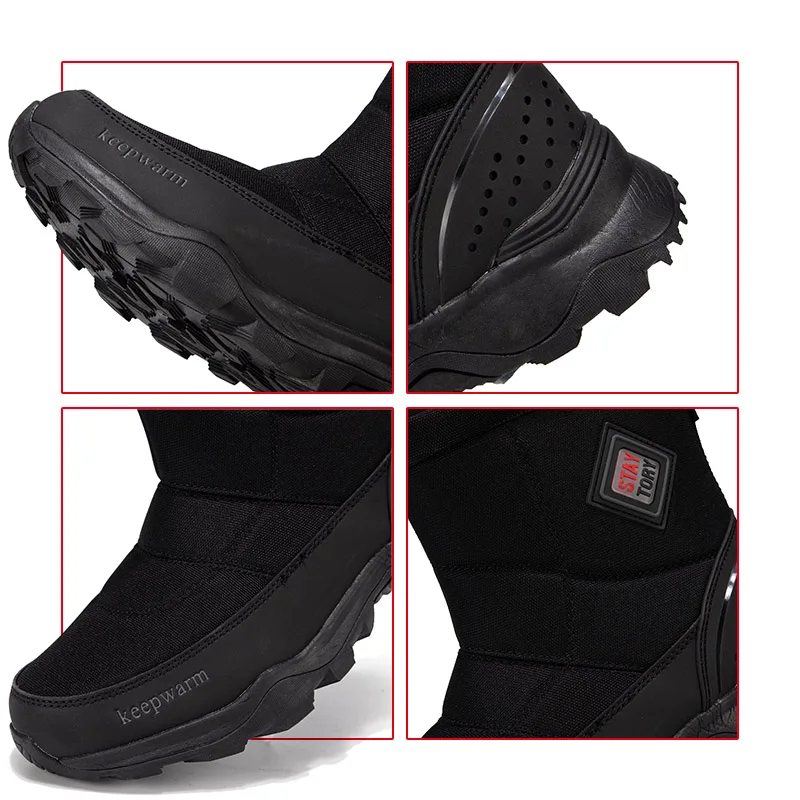 Baasploa 2022 New Men's Winter Warm Shoes Waterproof Leather Cotton Snow Boots Non-slip Thick Bottom Male Walking Hiking Shoes