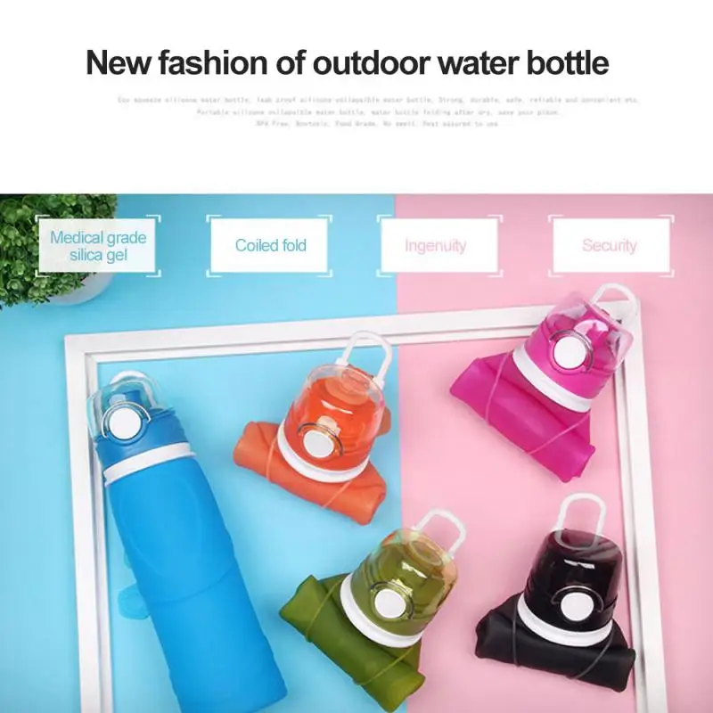 

Portable Silicone Water Bag Riding Sports Bottle Folding Water Bottle Outdoor High-end Silicone Cup Durable Silicone Folding Cup