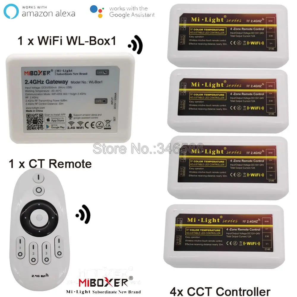 Miboxer цветная регулировка температуры CCT Светодиодная лента управления Лер 4 зоны 2