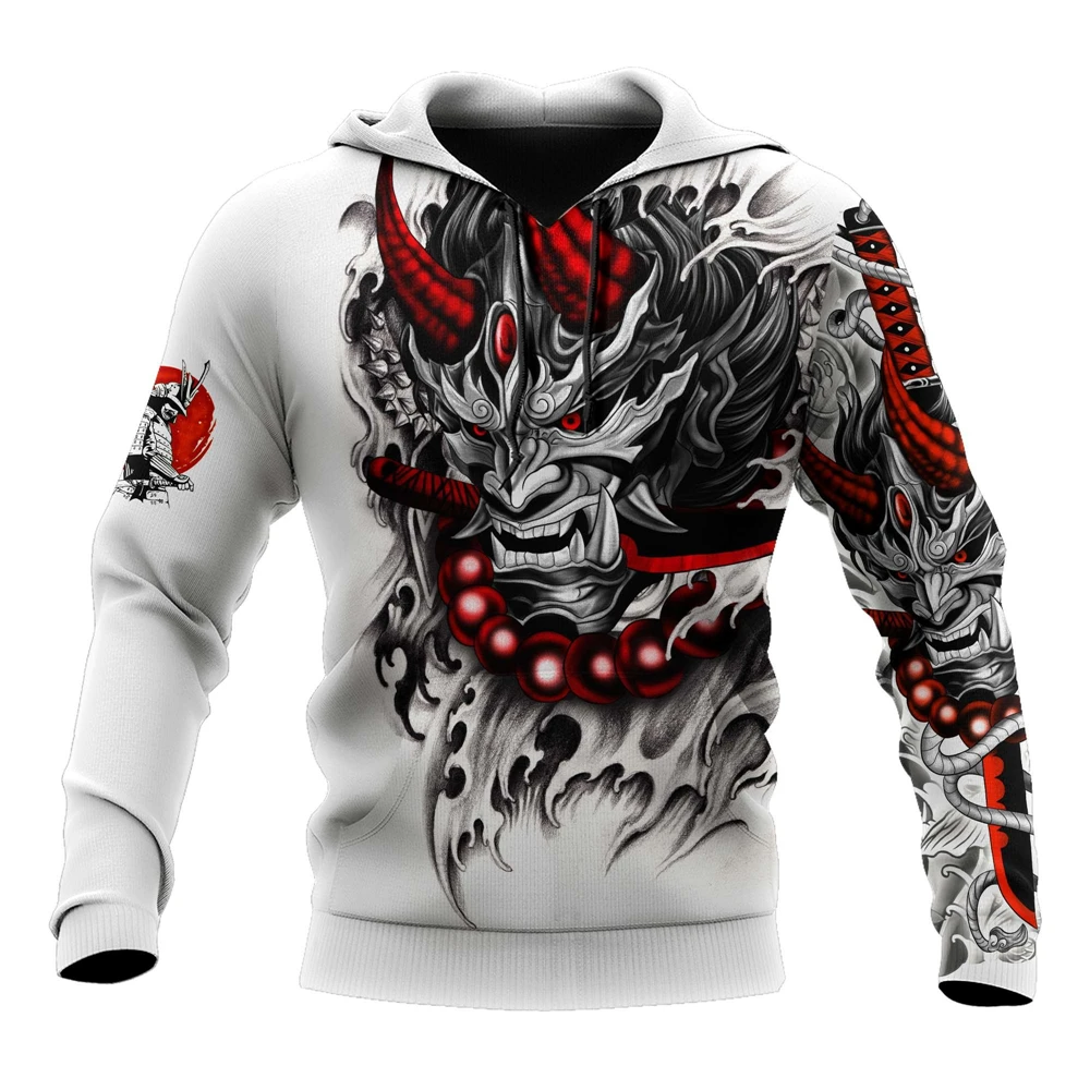 

Oni Mask White Tattoo 3D Printed Mens Hoodies Fashion Autumn Sweatshirt Unisex Casual Zipper Jacket DYI203