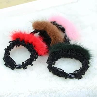 mink fur elastic hair bands womens luxury fur hair accessories t18