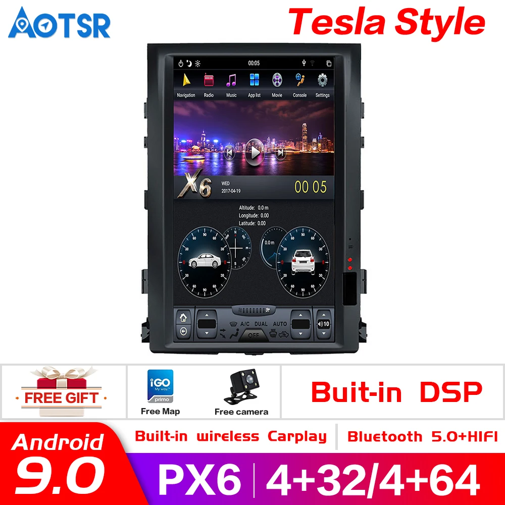 PX6 4 + 64 Tesla вертикальный Android 9 0 автомобильный dvd мультимедийный плеер для Toyota land