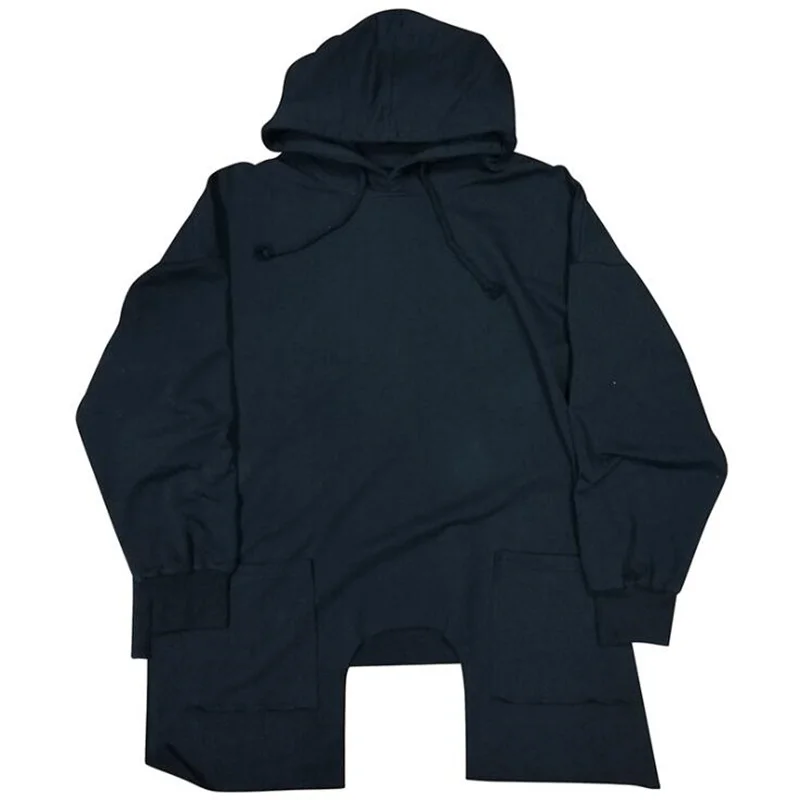 Длинная футболка в стиле хип-хоп панк-рок с капюшоном | Мужская одежда