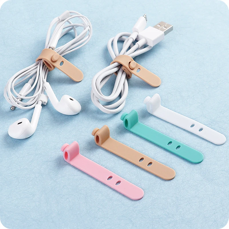 

HOT 4Pcs Silicone Strap Hook Loop Cable Wire Wrap Tie Tidy Organiser Fb32 Earphone Cord Winder Wrap Organizer Cable USB Cable