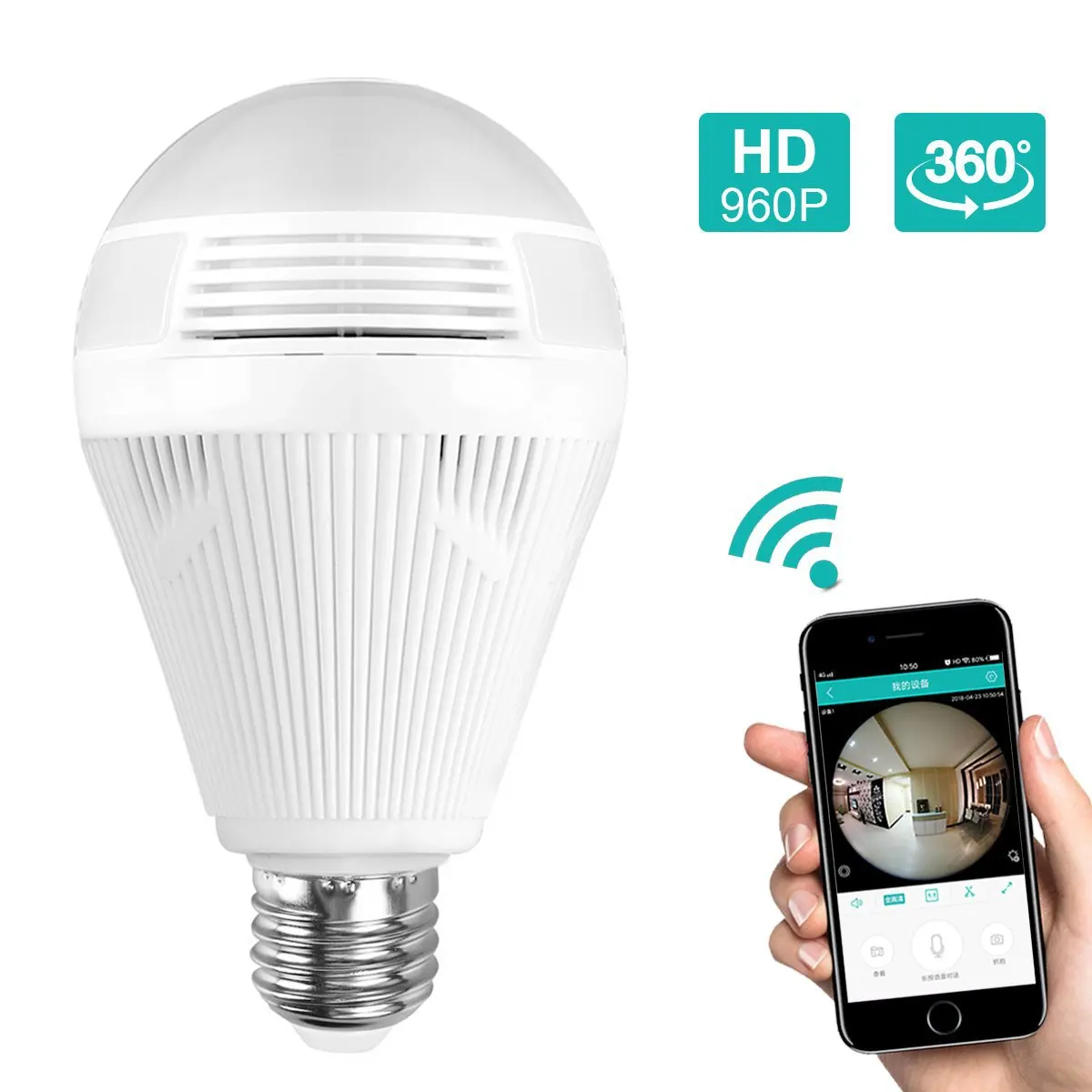 Панорамная мини видеокамера с углом обзора 360 градусов Wi Fi IP светильник почка для
