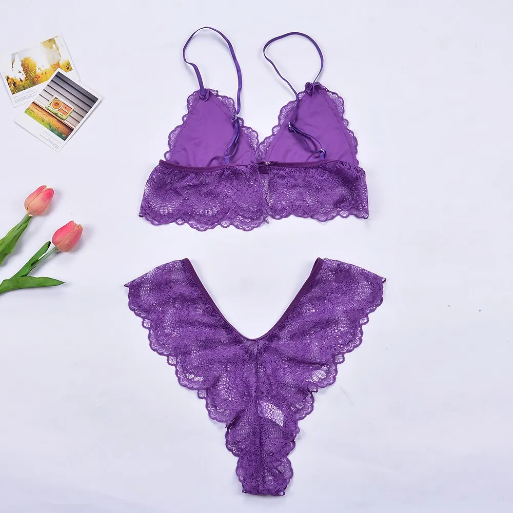 Сексуальное женское кружевное нижнее белье комплект с бюстгальтером