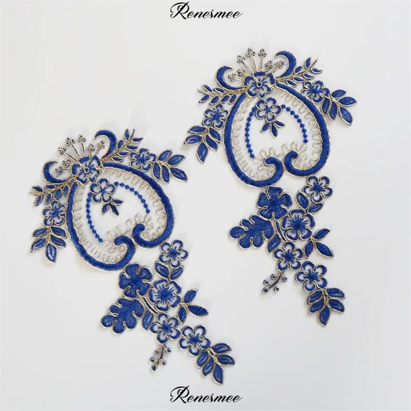 Кружевная нашивка с вышивкой 2 шт. золотые линии цветы для танцевальной одежды