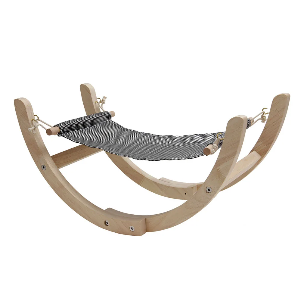 

Cat House Dog Nest Cage Pet Cat Rocking Chair Bed Solid Wood Hammock Hammock Pet Furniture Solid Breathable Gauze Combination