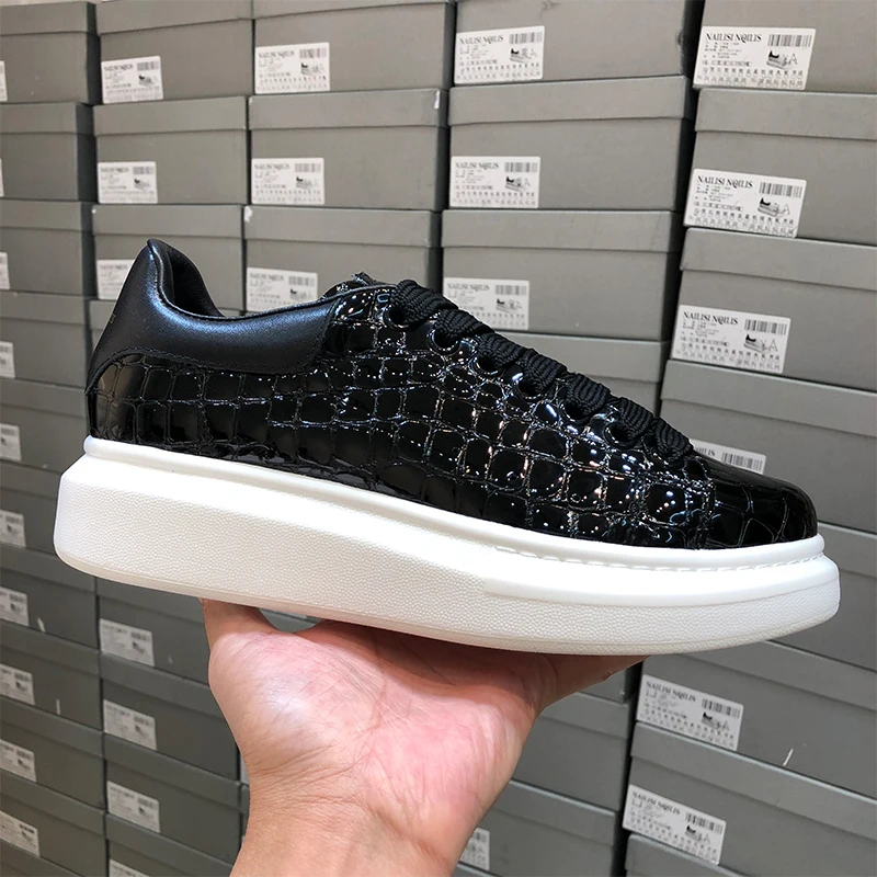 Кроссовки мужские из натуральной кожи повседневная обувь на плоской подошве с