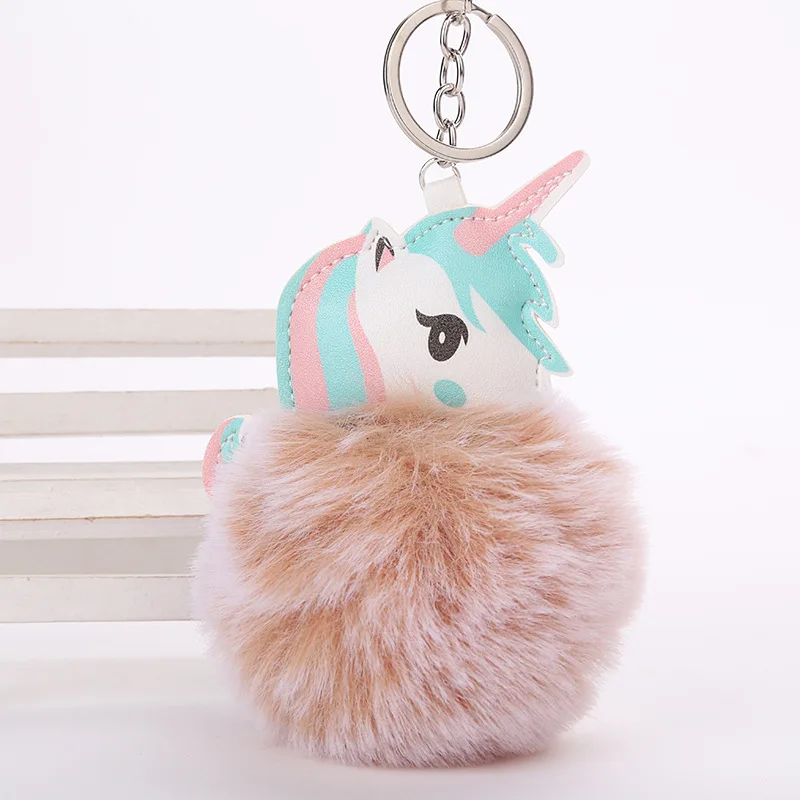 Брелок с милым единорогом мультяшный пушистый меховой помпон различные плюшевые