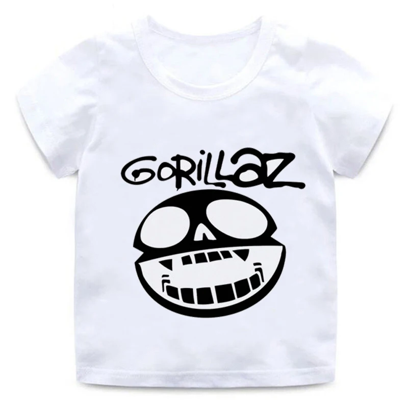 Gorillaz принт Забавная детская футболка Модные топы для маленьких мальчиков и