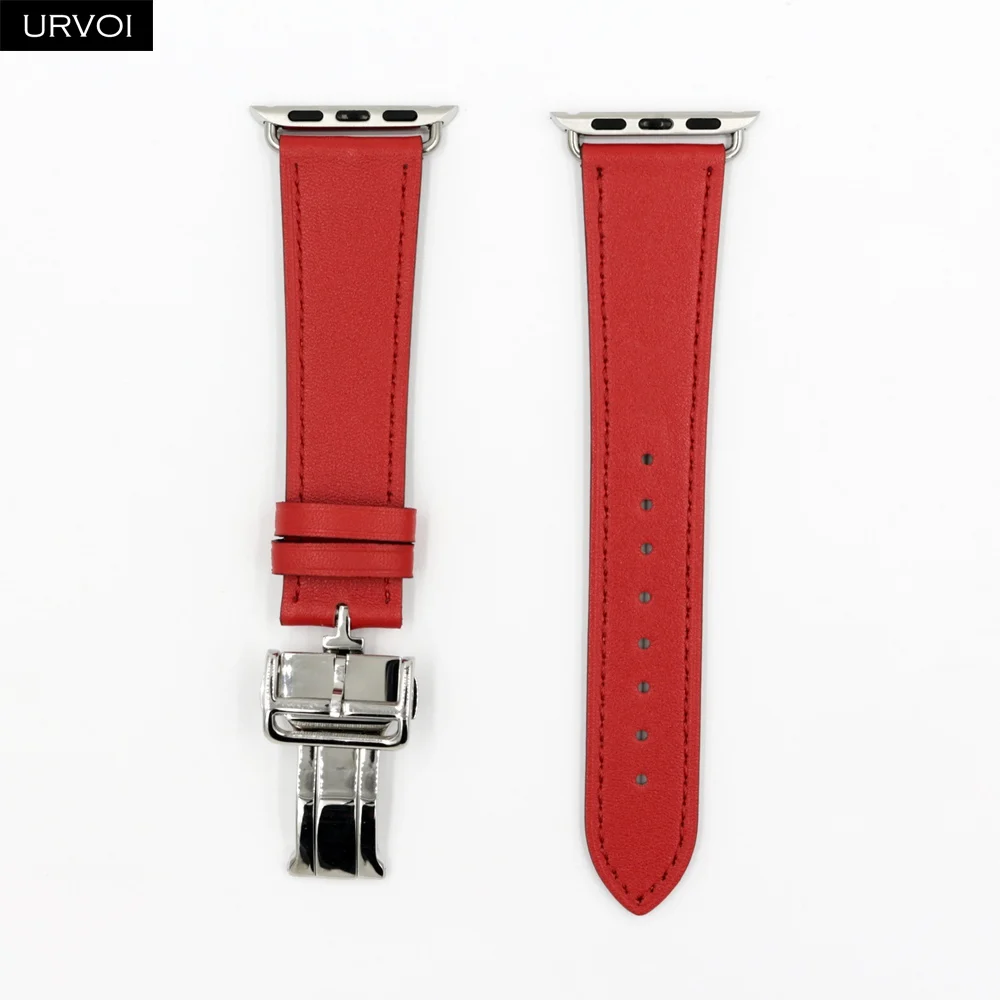 Red URVOI раскладной ремешок с пряжкой для Apple Watch 5 4 3 2 1 ремешок для iwatch Ремень Один Тур Дизайн Свифт кожа 38/40 42/44 мм - Цвет ремешка: Red