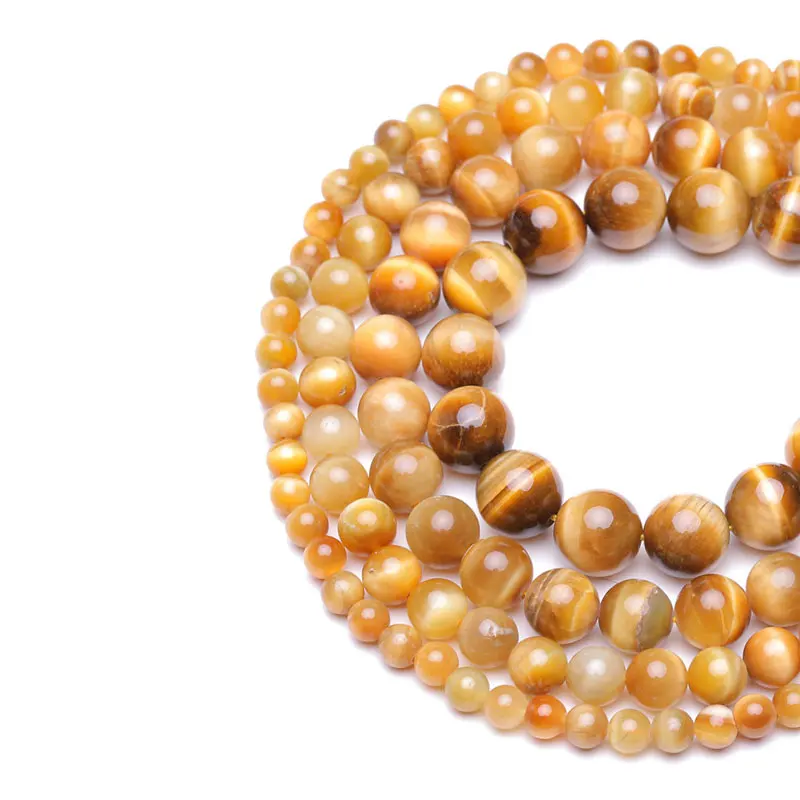 Оптовая продажа гладкие желтые тигровые круглые бусины из натурального камня