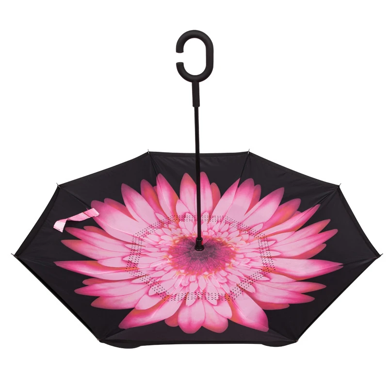 Модный обратный Зонт с-образной ручкой мисс двуслойный перевернутый Защита от