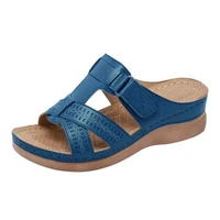 summer ladies open toe sandals retro non slip breathable leather casual womens platform shoes
