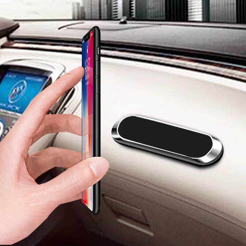 Magnetic Car Phone Holder Stand for iphone Samsung Xiaomi Wall Metal Magnet GPS Car Mount Dashboard Mini Strip Shape Stand