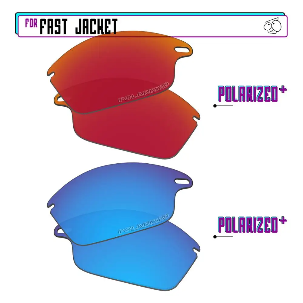 EZReplace Polarized Replacement Lenses for - Oakley Fast Jacket Sunglasses - BlueP Plus-RedP Plus