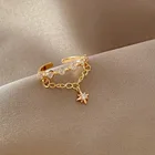 Женское открытое Золотое кольцо со звездой, необычное Привлекательное кольцо в Корейском стиле для свадебной вечеринки, комплект ювелирных украшений, 2021