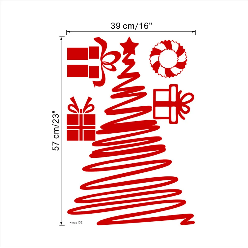 Красная лента венок Рождественская Подарочная коробка &quotДерево&quot стикер на