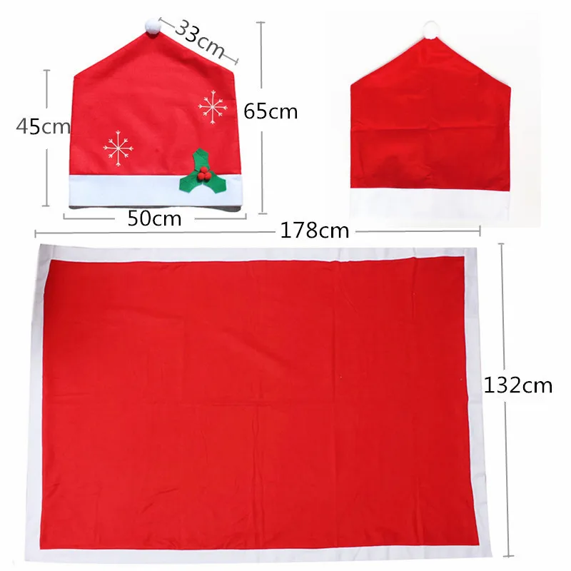 

132*178cm Christmas Table Cloth Dinner Party Red Color Rectangle Tablecloth Christmas Chair Covers Table Cover Decorations