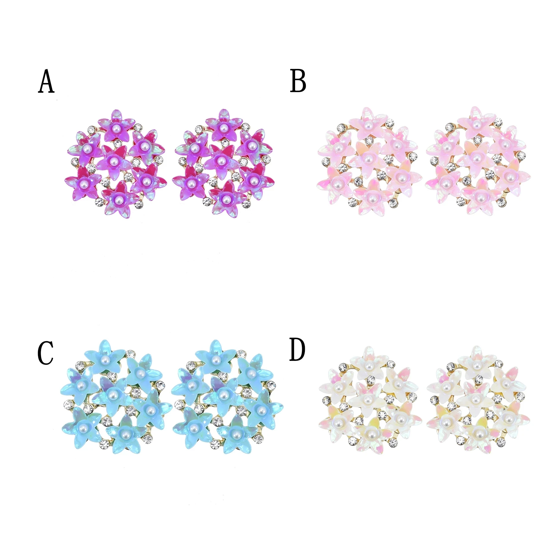 

Trendy Crystal Floral Earrings For Woman 2021 Classic Shiny Plastic Petals With Crystal Sweet Earring Fashion Jewelry Girl Gift