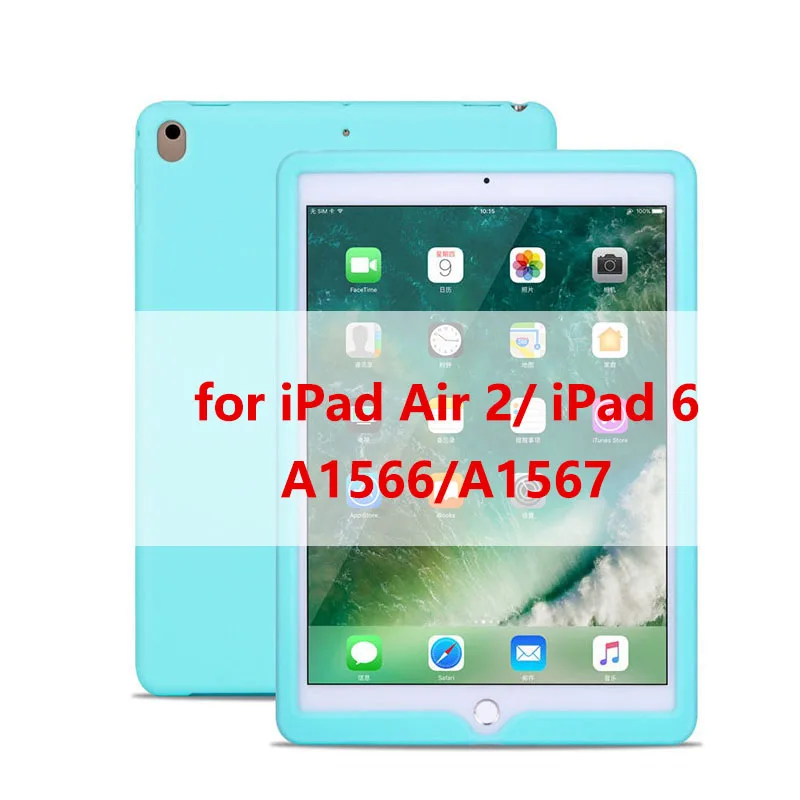 for iPad Air 2 m Tablet Silicone Case for iPad 9.7 Air 2 Case Soft Shockproof 360° Protection Back Shell Cover for iPad mini 2 3 4 Case - Цвет: for iPad Air 2 m