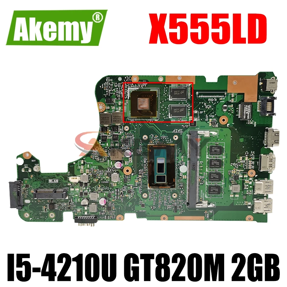 

Материнская плата AKEMY X555LD для ноутбука ASUS X555L X555LP X555LA, материнская плата 4G-RAM I5-4210U GT820M 2 Гб
