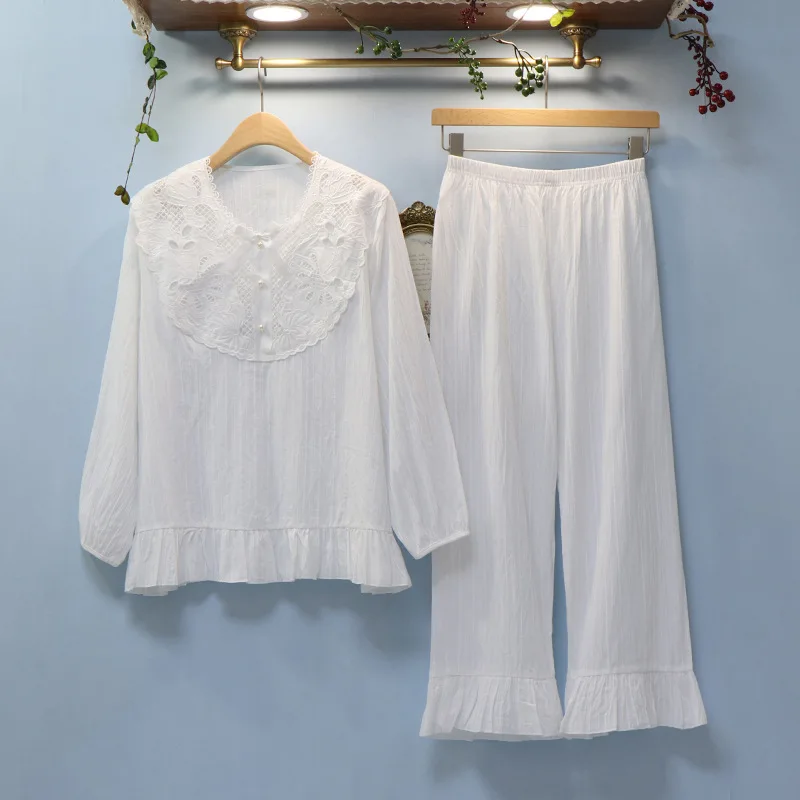 2019 Осенняя кружевная Пижама с принцессой винтажная Хлопковая пижама женская