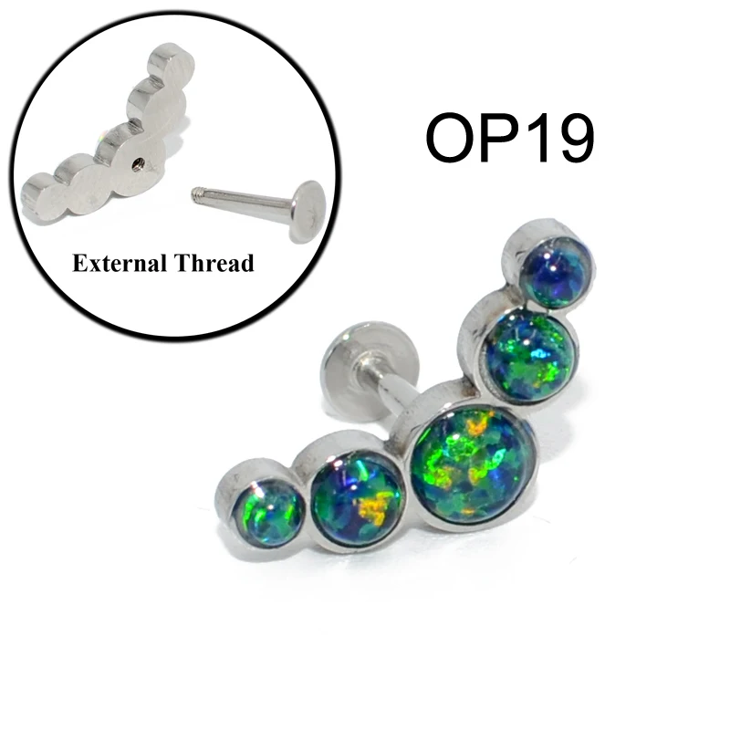 Opal 19 1 шт титана и хирургическая сталь опал драгоценный камень внутренняя резьба уха Tragus серьги, Надеваемые На ушной хрящ Лабрет пирсинг ювелирные изделия - Окраска металла: Opal 19
