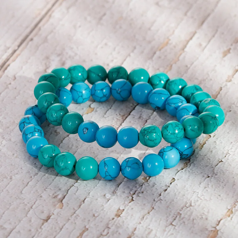 Браслеты из натурального зеленого соснового камня 8 мм с бусинами для мужчин и