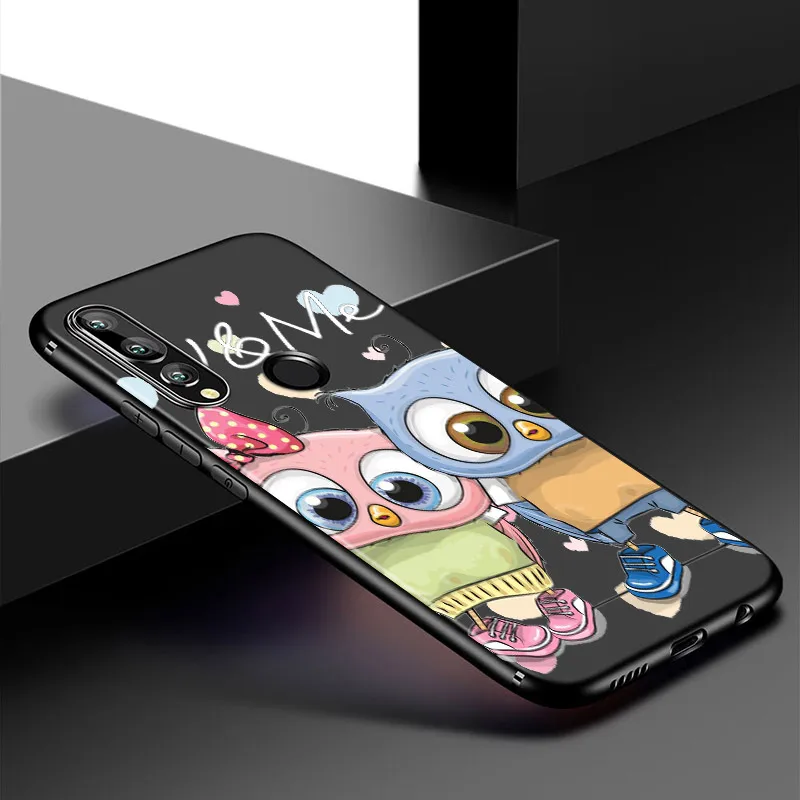 Silicone Cover Lovely Animal Owl For Huawei P40 P30 P20 Pro P10 P9 P8 Lite E Plus 2019 2017 Phone Case