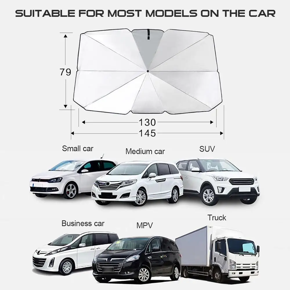 

125cm 145cm Foldable Car Windshield Sun Shade Umbrella Car UV Cover Sunshade Heat Insulation Front Window Interior Protection