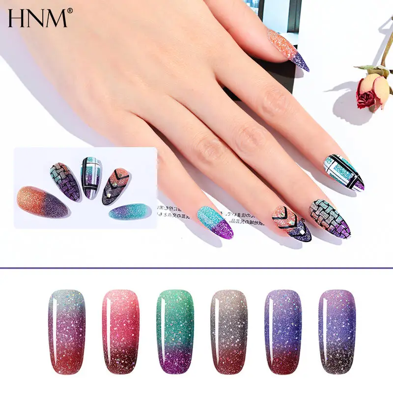 Гель лак для ногтей HNM 8 мл лазер трехцветный термо гель Праймер УФ светодиодный