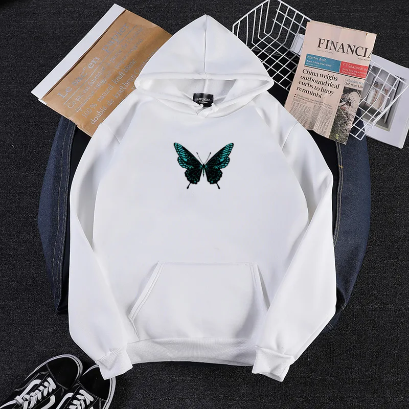 

Осенне-зимний новый свитшот в стиле Харадзюку милые женские флисовые толстовки с рисунком бабочки в японском и корейском стиле