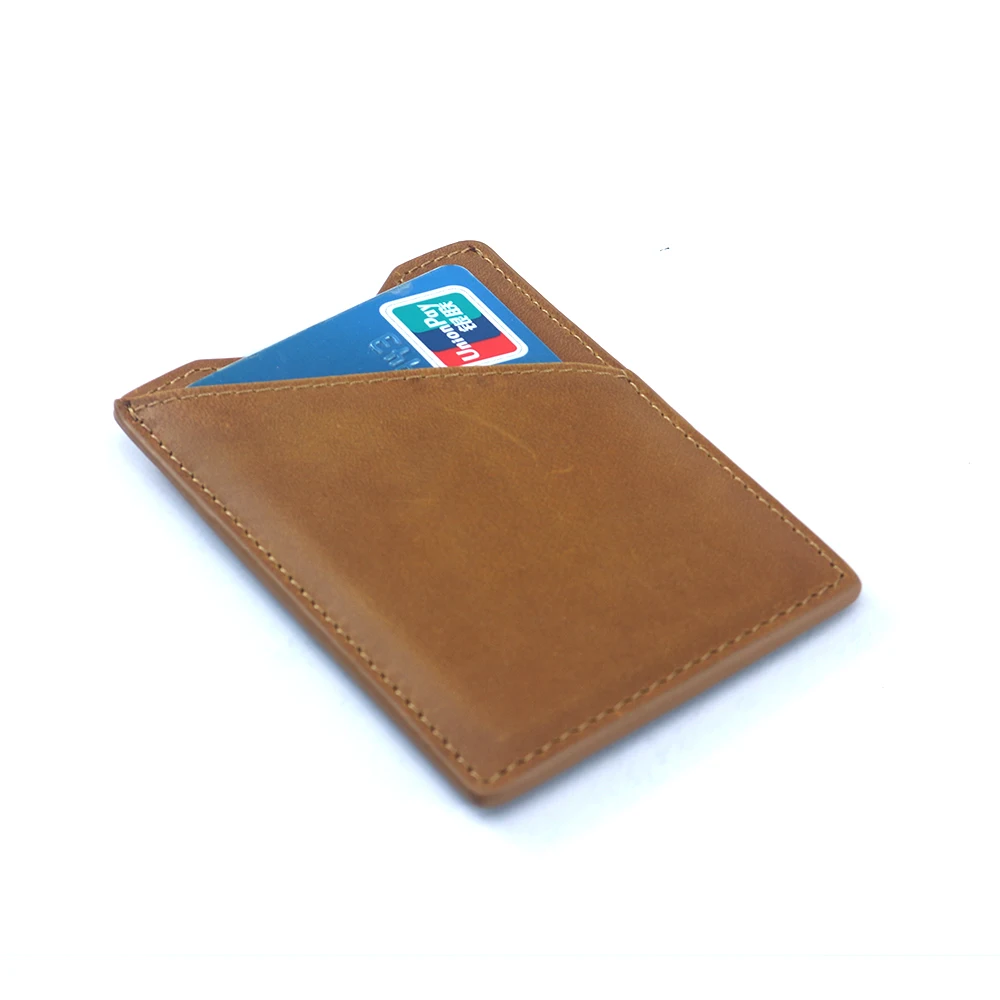 Кошелек мужской тонкий из натуральной кожи с RFID-защитой и передним карманом -