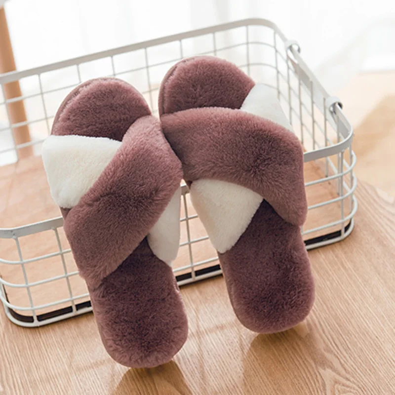 

Hot Home Indoor Shoes Warm Open Toe Slippers Soft Plush Anti-slip for Womens Winter