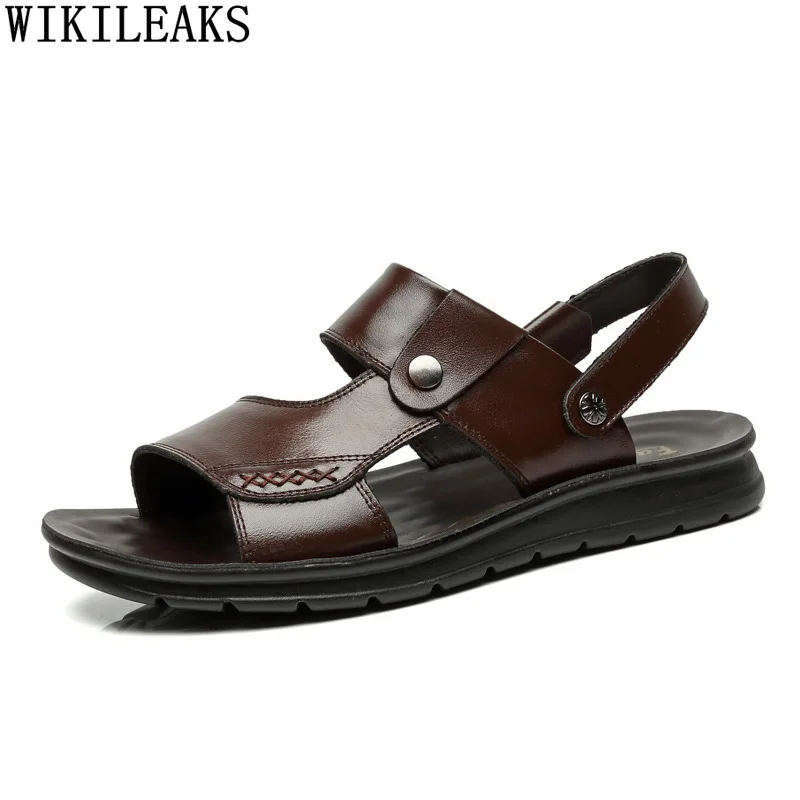 

Beach Sandals Man Sandals 2022 Summer Men Slippers Leather Mens Shoes Genuine Leather Designer Shoes Slip on Shoes Men Scarpe