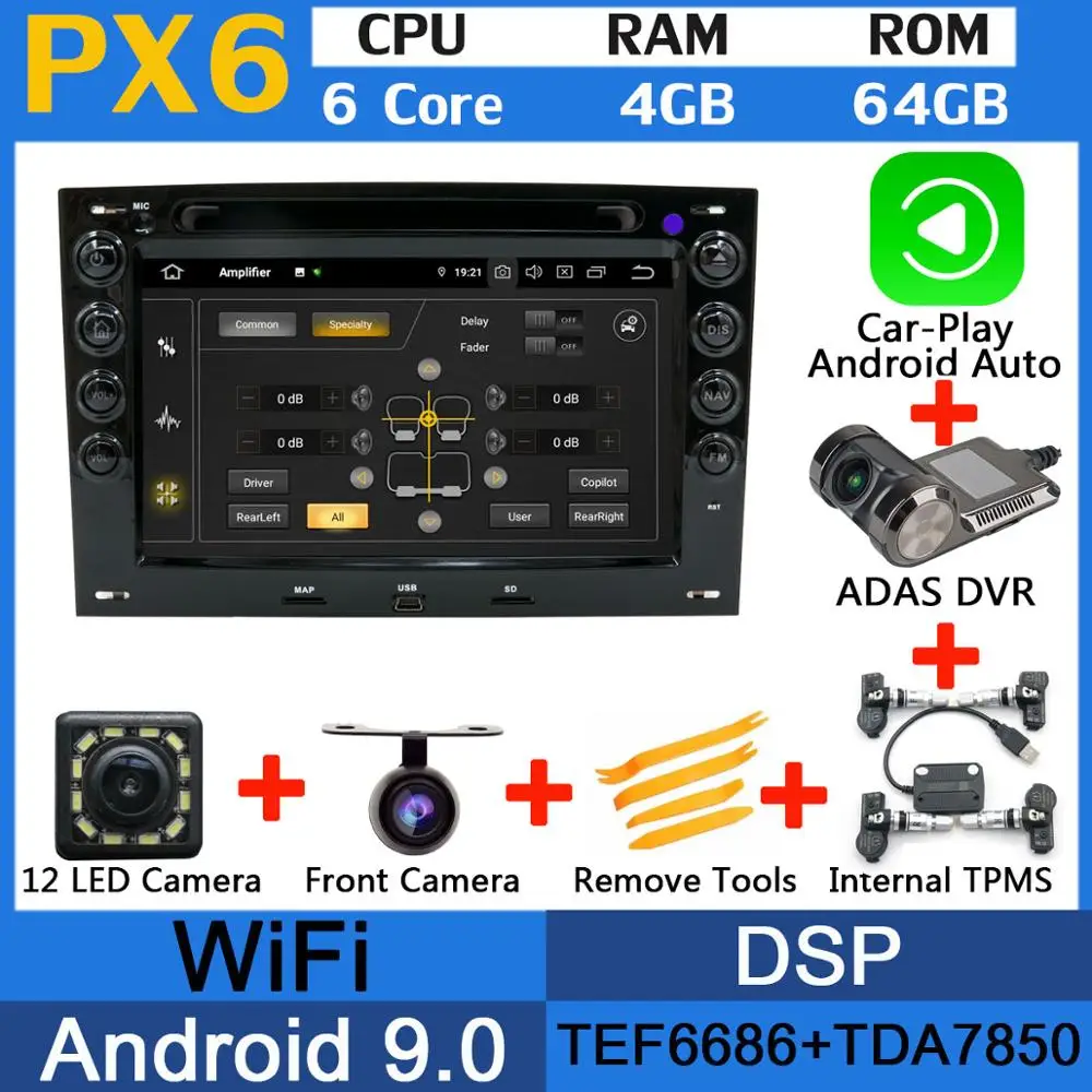 PX6-Adas-Carplay-TMS 5 USB порт PX6/Восьмиядерный Android 9,0 автомобильный dvd-плеер для Renault Megane 2 ii 2003-2010 Автомобильный gps Радио DSP Android авто мультимедиа - Цвет: PX6-Adas-Carplay-TMS