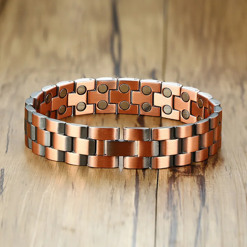 

2500 Gauss Magnetic Bracelet European and American men's fashion jewelry red copper magnet Bracelet