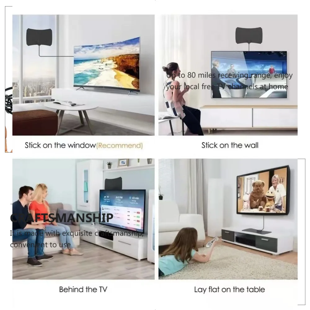 

TV Antenna 1080P Amplified 80 Miles Long Range TV Signal Receiving Antenna