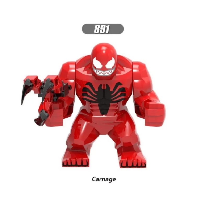 Большой Размер Фигурки Мстителей Marvel Endgame Thanos Venom Carnage Energy Stones перчатки Бэтмен Железный человек Кирпичи Строительные блоки игрушки - Цвет: Carnage