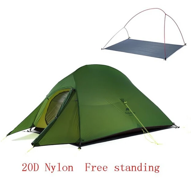 20D Army green Naturehike Cloud Up 2 Сверхлегкая палатка для походов на открытом воздухе 20D/210T тканевые палатки для кемпинга для 2 человек с бесплатным ковриком NH17T001-T - Цвет: 20D Army green